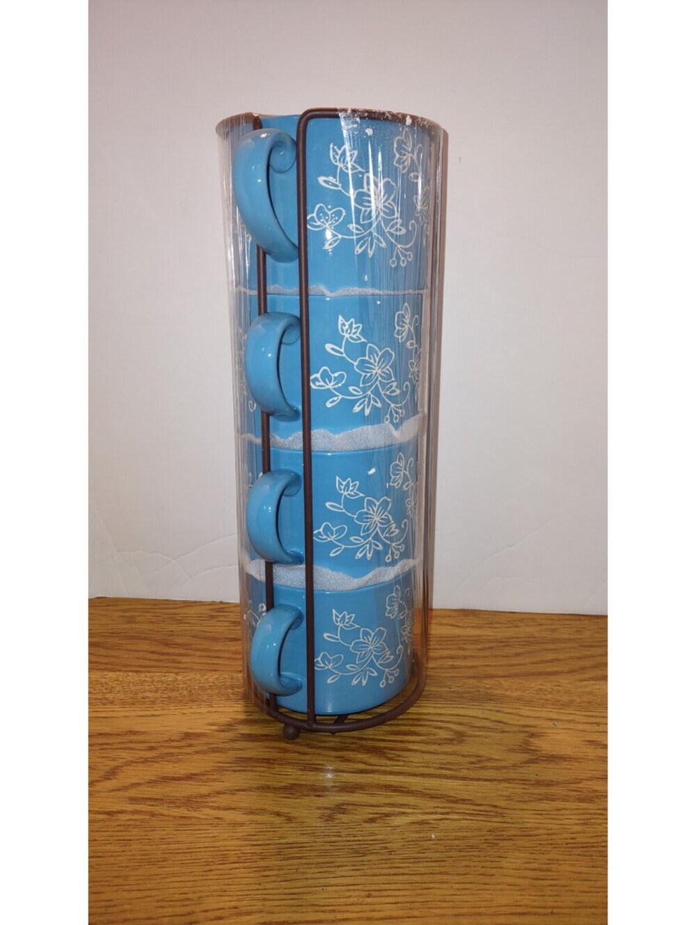 Temp-tations Floral Lace Light Blue Stackable Mugs NEW SEALED - Picture 4 of 9